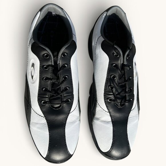 Vintage Oakley Leather Golf Shoes Black White Y2K Men's 10.5